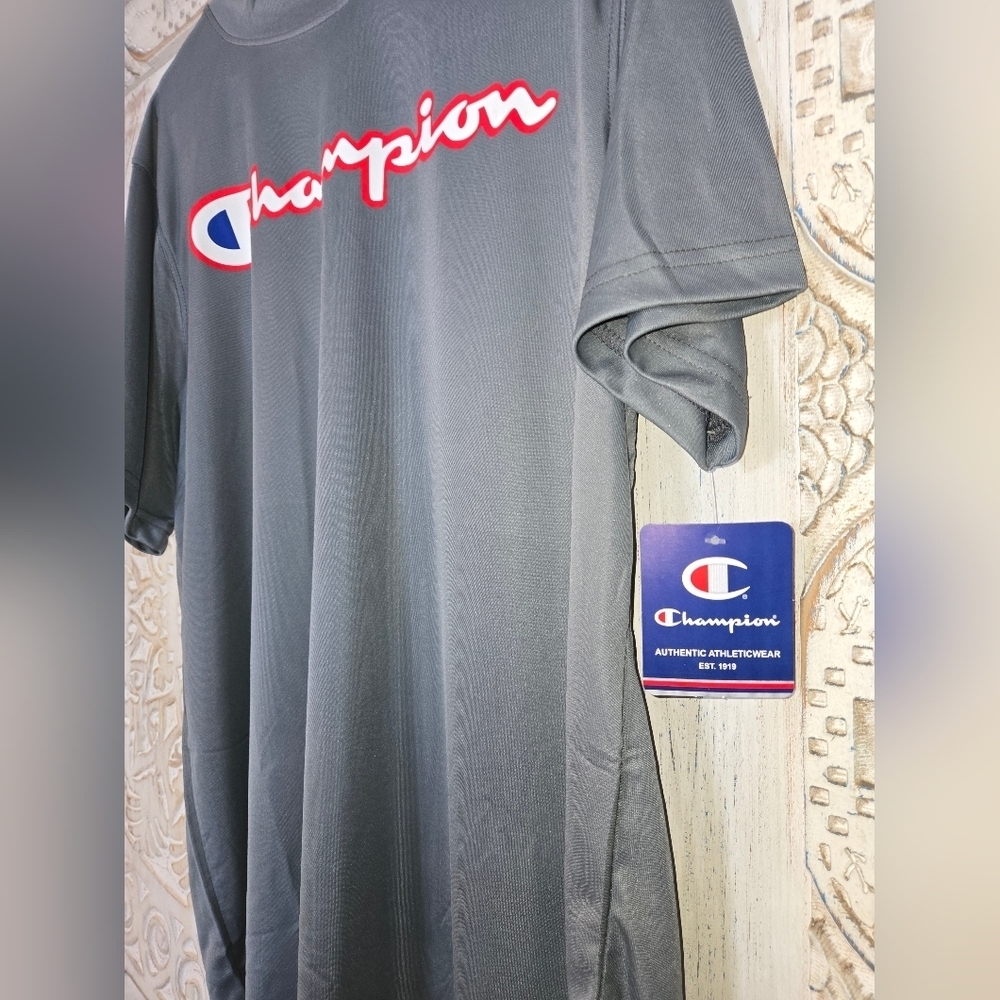 Champion XL Mens Tshirt Dryfit Lightweight Gray With Red Letters NWT - Picture 2 of 5